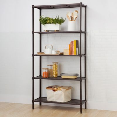 Image showing  36 in. x 14 in. x 72 in. 5-Tier Slat Shelving Rack, Dark Bronze
