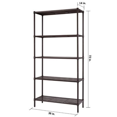 Image showing  36 in. x 14 in. x 72 in. 5-Tier Slat Shelving Rack, Dark Bronze