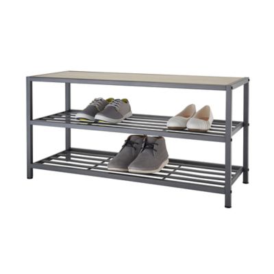 TRINITY 3-Tier Shoe Bench, Slate Gray