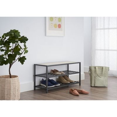 Image showing  3-Tier Shoe Bench, Slate Gray