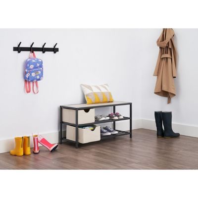 Image showing  3-Tier Shoe Bench with Baskets, 36 in. x 13 in. x 18 in., Slate Gray