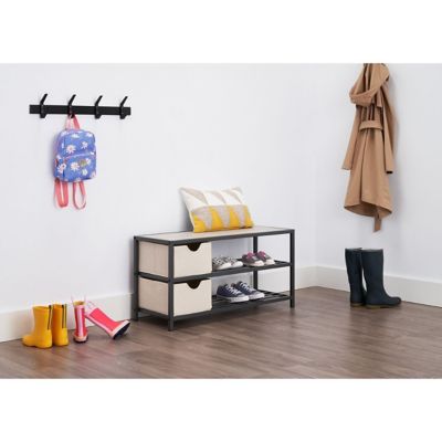 Image showing  3-Tier Shoe Bench with Baskets, 36 in. x 13 in. x 18 in., Slate Gray