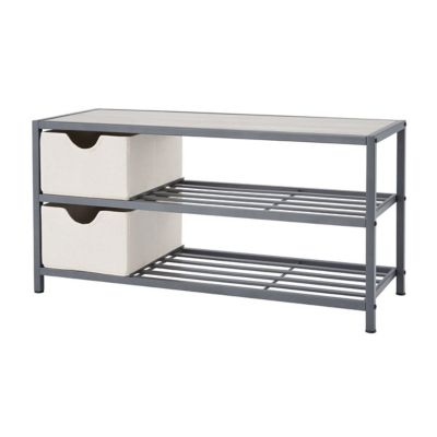 Image showing  3-Tier Shoe Bench with Baskets, 36 in. x 13 in. x 18 in., Slate Gray