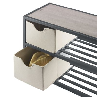 Image showing  3-Tier Shoe Bench with Baskets, 36 in. x 13 in. x 18 in., Slate Gray