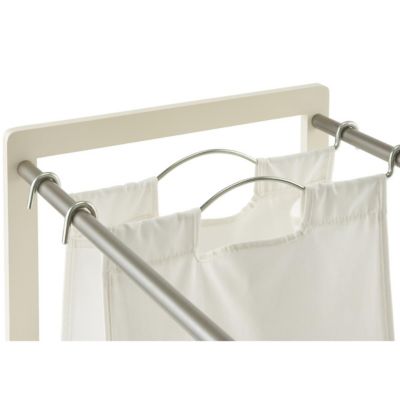 Image showing  3-Bag White Laundry Cart, Champagne poles