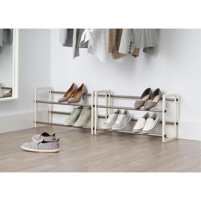 Image showing  Basics 2-Tier Expandable White Shoe Racks, 2-Pack