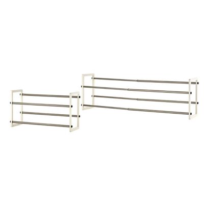 Image showing  Basics 2-Tier Expandable White Shoe Racks, 2-Pack