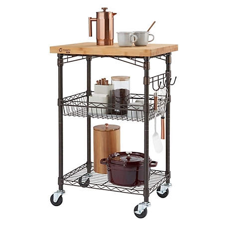 TRINITY Pro Expandable Bamboo-Top Kitchen Cart, 39 in. x 19 in. x 36.5 in.