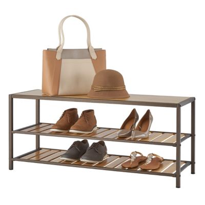TRINITY 3-Tier Bamboo Shoe Bench, Bronze Anthracite