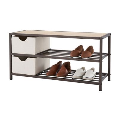 TRINITY 3-Tier Shoe Bench with Baskets, Bronze Anthracite