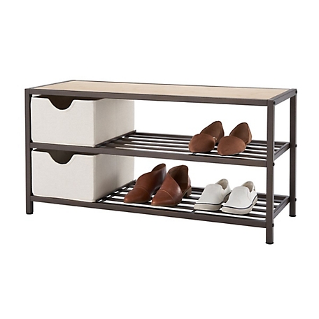 TRINITY 3-Tier Shoe Bench with Baskets, Bronze Anthracite