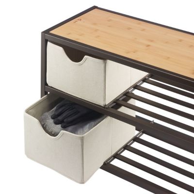 Image showing  3-Tier Shoe Bench with Baskets, Bronze Anthracite