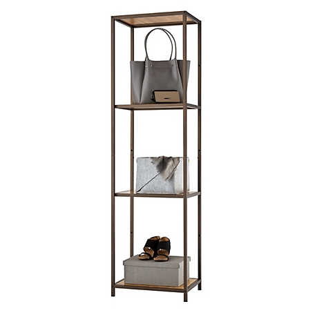 TRINITY 4-Tier Bamboo Shelving Tower, 15 in. x 20 in. x 72 in.