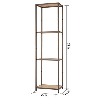 Image showing 6 th TRINITY 15 in. x 20 in. x 72 in. 4-Tier Bamboo Shelving Tower