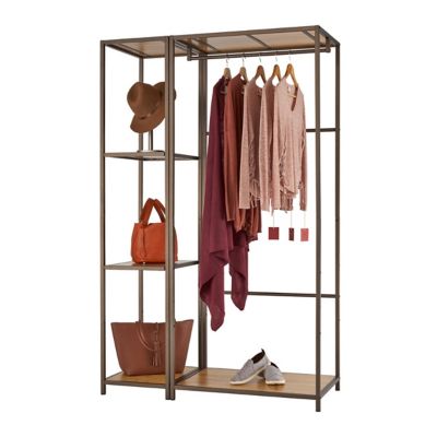 TRINITY 45 in. x 20 in. x 72 in. Modular Bamboo Closet Organizer, 2-Piece Set, Bronze Anthracite