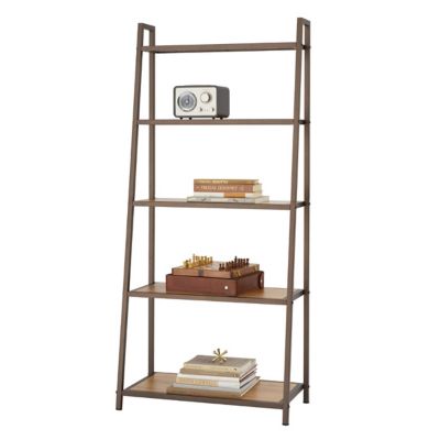 TRINITY 5-Tier 27 in. x 14 in. x 60 in. Leaning Bamboo Rack, Bronze Anthracite