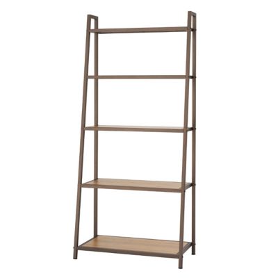 Image showing  27 in. x 14 in. x 60 in. 5-Tier Leaning Bamboo Rack, Bronze Anthracite