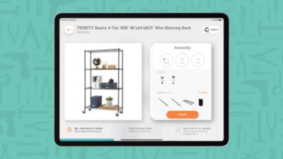 Image showing  36 in. x 14 in. x 62.5 in. BASICS 4-Tier Wire Shelving Rack with Wheels, Black
