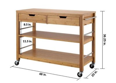 Image showing 7 th TRINITY EcoStorage Kitchen Island with Drawers, Bamboo
