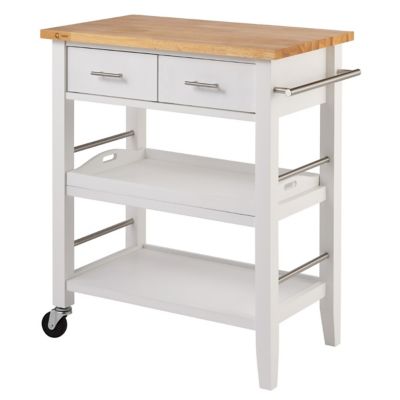 TRINITY Kitchen Cart with Drawers and Tray, White