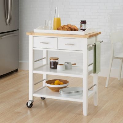 Image showing  200 lb. Capacity Kitchen Cart with Drawers and Tray, White