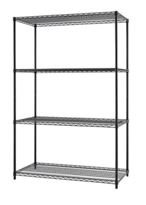 TRINITY 4-Tier Commercial Wire Shelving Rack, 48 in. x 24 in. x 72 in., Black