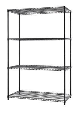 TRINITY 48 in. x 24 in. x 72 in. 4-Tier Commercial Wire Shelving Rack, Black