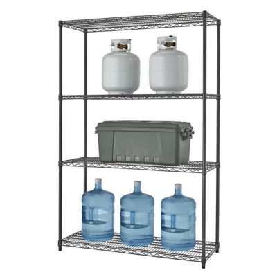 TRINITY 4-Tier 48 in. x 18 in. x 72 in. PRO Wire Shelving, Black Anthracite, 4,000 lb. Capacity, 54.2 lb.