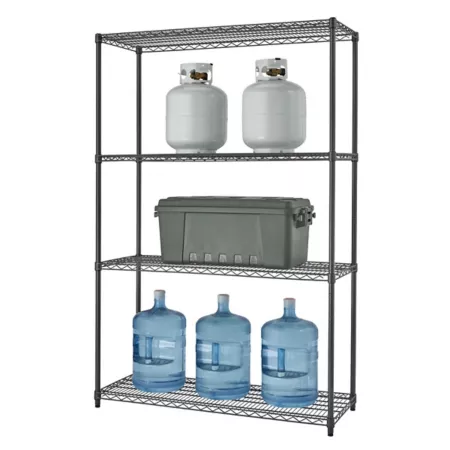 PRO TRINITY 4-Tier Wire Shelving Unit 48 in x 18 in x 72 in Charcoal Black 4 000 lb Capacity 54.2 lb Capacity. Freestanding Shelving Units