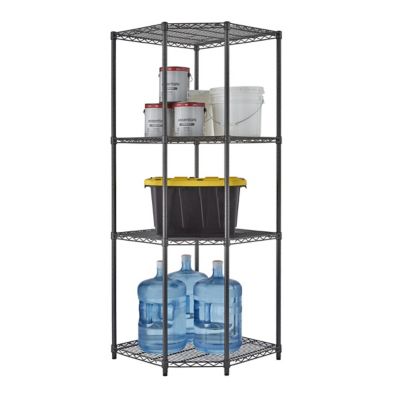 TRINITY 4-Tier 27 in. x 18 in. x 72 in. PRO Corner Wire Shelving, Black Anthracite, 3,200 lb. Capacity, 51.4 lb.