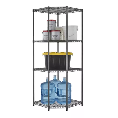 TRINITY PRO 4-Tier Wire Corner Shelf 27 in x 18 in x 72 in Charcoal Black 3 200 lb Capacity 51.4 lb Capacity Freestanding Shelving Units