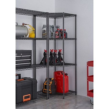 Trinity Pro Black 4-Tier Steel Wire Garage Storage Corner Shelving Unit