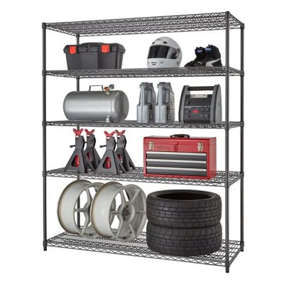 TRINITY 5-Tier 60 in. x 24 in. x 72 in. PRO Wire Shelving, Black Anthracite, 6,000 lb. Capacity, 126 lb.