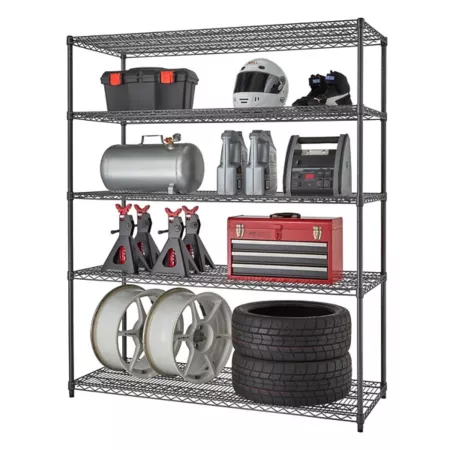 PRO TRINITY 5-Tier Wire Shelving 60 in x 24 in x 72 in Charcoal Black 6 000 lb Capacity 126 lb Capacity. Freestanding Shelving Units