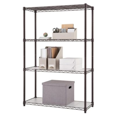 TRINITY 4-Tier Wire Shelving Rack with Liners, 36 in. x 14 in. x 54 in., Dark Bronze