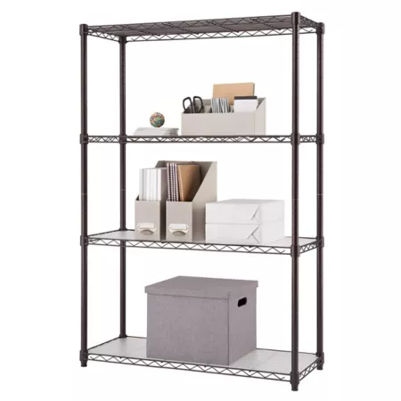 TRINITY 4-Tier Wire Shelving Unit with Liners 36 in x 14 in x 54 in Dark Bronze Bookcases & Bookshelves