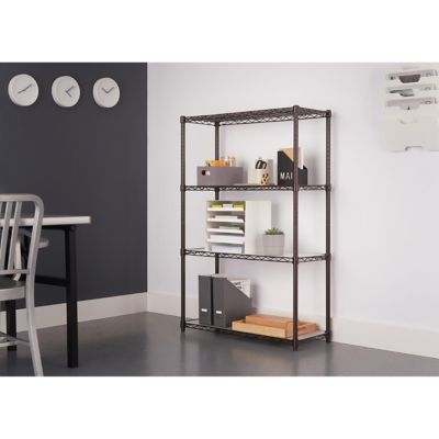 Image showing  4-Tier Wire Shelving Rack with Liners, Dark Bronze