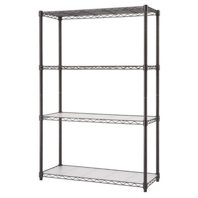Image showing  4-Tier Wire Shelving Rack with Liners, Dark Bronze