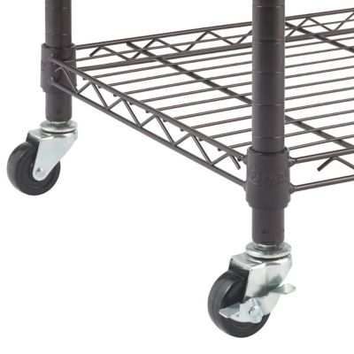 Image showing  Basics Bamboo Top Kitchen Cart with Basket, Dark Bronze