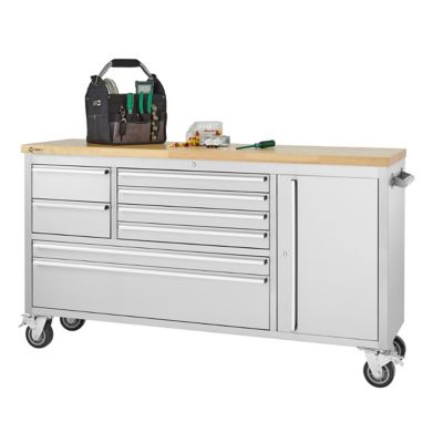 TRINITY 66 in. x 19 in. Stainless Steel Rolling Workbench