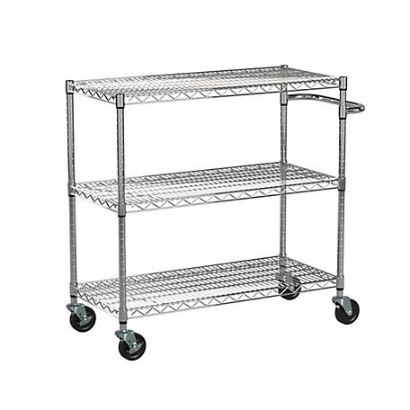 TRINITY EcoStorage 3-Tier 40.25 in. x 18 in. x 36 in. Kitchen Cart NSF, Chrome color