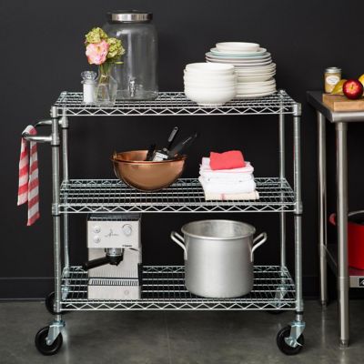 Image showing  3-Tier EcoStorage Wheeled Kitchen Cart, 40.25 in. x 18 in. x 36 in., Chrome
