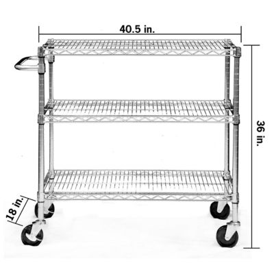 Image showing  3-Tier EcoStorage Wheeled Kitchen Cart, 40.25 in. x 18 in. x 36 in., Chrome
