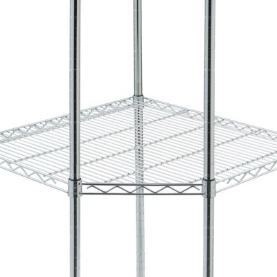 Image showing  4-Tier EcoStorage Corner Wire Shelving Rack with Wheels, 27 in. x 18 in. x 72 in., Chrome Color