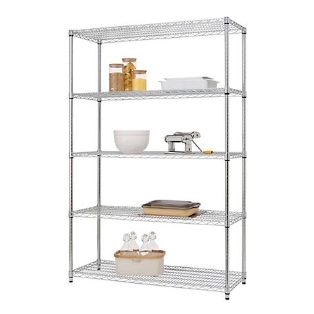 TRINITY 5-Tier EcoStorage Commercial Wire Shelving Rack, 48 in. x 18 in. x 72 in., Chrome Color