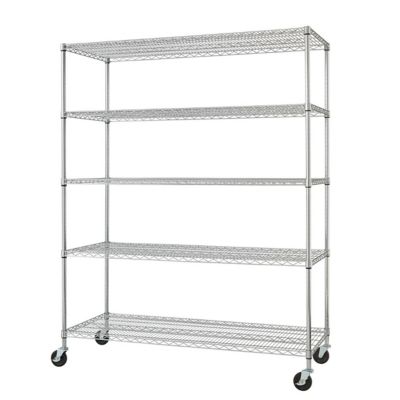 TRINITY 60 in. x 24 in. x 72 in. 5-Tier Basics Wire Shelving Rack with Wheels, Chrome