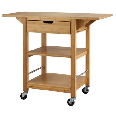 TRINITY EcoStorage Bamboo Kitchen Cart with Drop Leafs