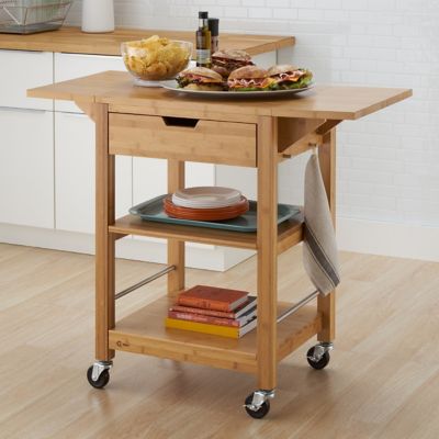 Image showing  EcoStorage Bamboo Kitchen Cart with Drop Leafs