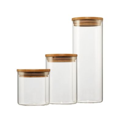 TRINITY Glass Canister Set with Bamboo Lid Set, Small