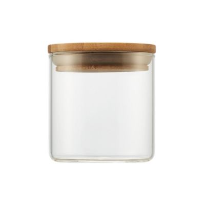 Image showing  Small Glass Canisters with Bamboo Lids Set, 3 pc.